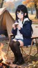 黒髪娘💕紅葉を楽しみながらキャンプ⛺️