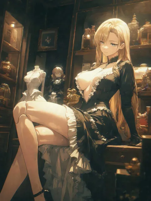 球体関節人形 無機質な美少女 飾り棚の前 - 人形 vs 生身
