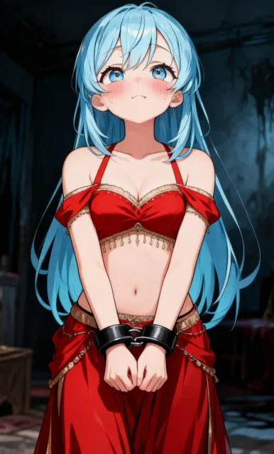 可愛い赤いアラビアン・ナイトの奴隷少女