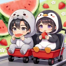 ごまアザラシくんとぺんぎんちゃん✨ — ももこまさんのAIイラスト