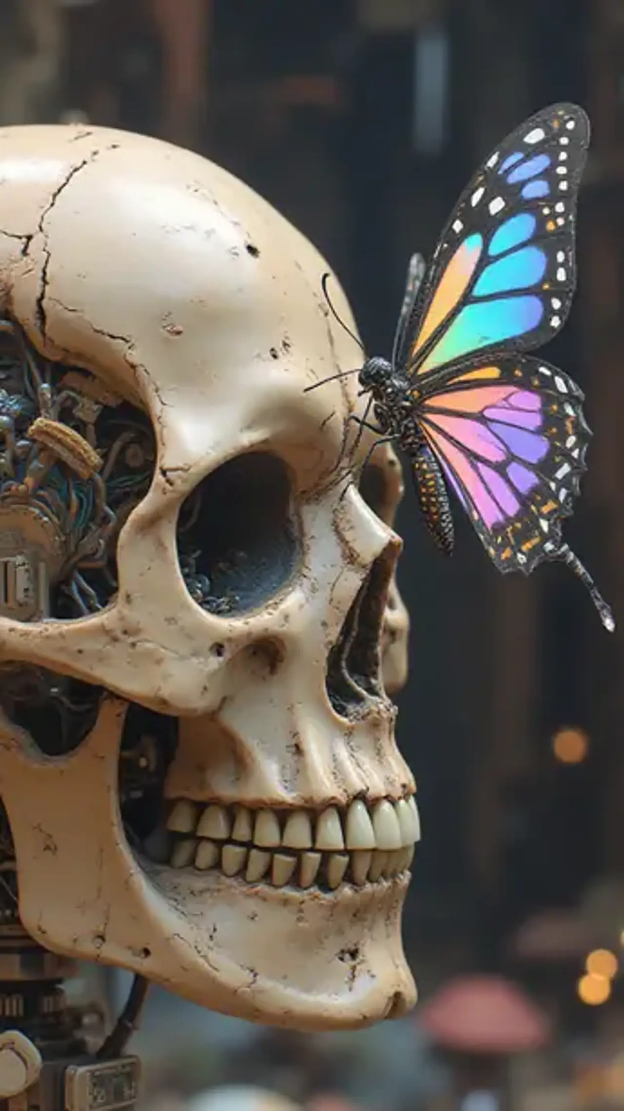 "When neon antennae brush bone grooves, mechanical wings sti…