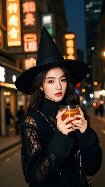 cute beautiful witch on…