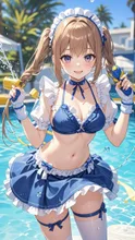 プールサイドのツインテメイド嬢💕