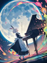 月はピアノに誘われて — にゃおさんのAIイラスト
