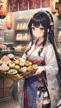 黒髪ロング乙女💕和菓子屋でバイト中❤️