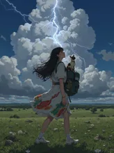 旅する彼女【アフリカ　サバンナ】 — ロシロシさんのAIイラスト