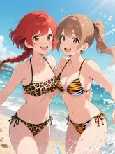 双子と真夏のビーチ — ビーチイラストのAIイラスト｜SUPPART