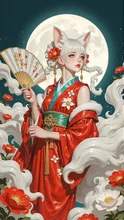 望月背に舞う