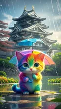 梅雨日記 虹色子猫 弘前城