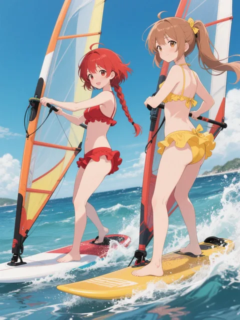 双子とウィンドサーフィン