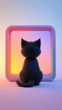 黒い子猫とテレビの箱