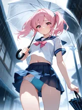 台風の日の登校 — elさんのAIイラスト