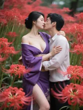 彼岸花と女性