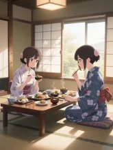 温泉旅館の朝