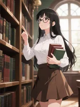 古い図書館の若い司書。