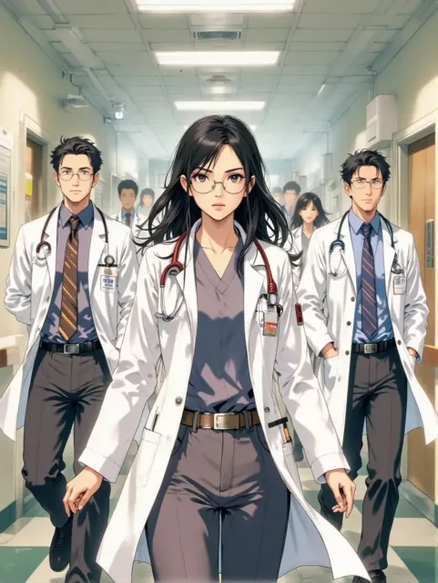 The scene captures doctors… - 眼鏡 vs 素顔