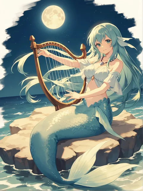 竪琴を弾く人魚