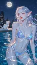 月光に濡れるエルフ