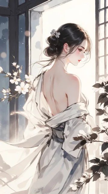 An elegant adult woman stands… - 肩甲骨の線