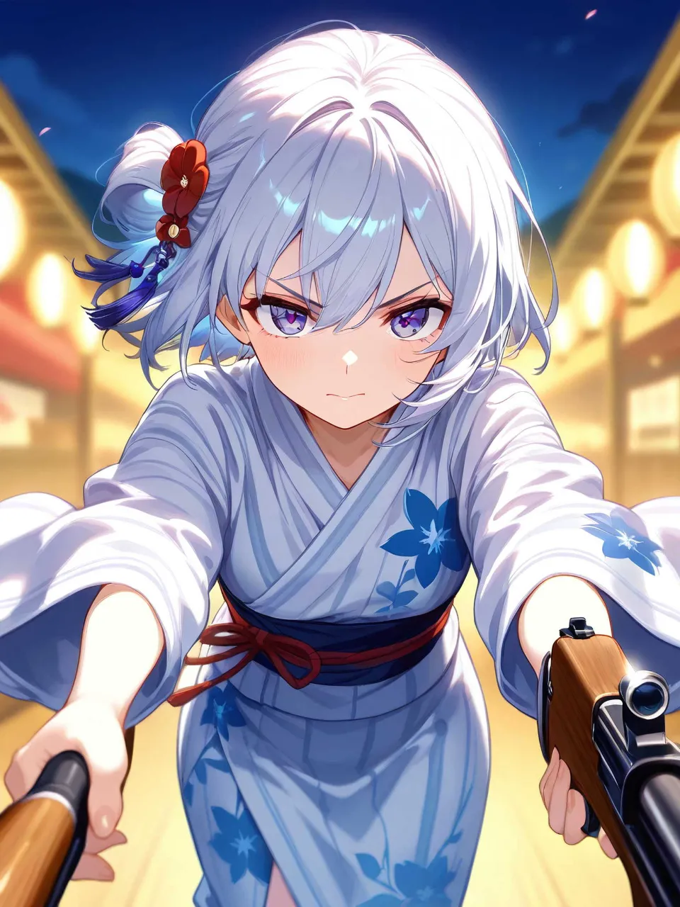 縁日の射的…二丁撃ち