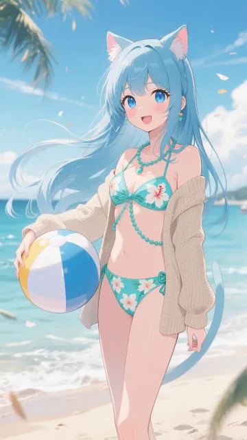 A beautiful young girl with… - 初夏の海辺さんぽ