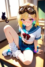 まだまだ今月いっぱいは夏服！…パンク娘と黒ニャンコ…黄