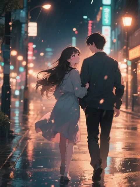 A romantic nighttime city… - 夜の街で待ち合わせ