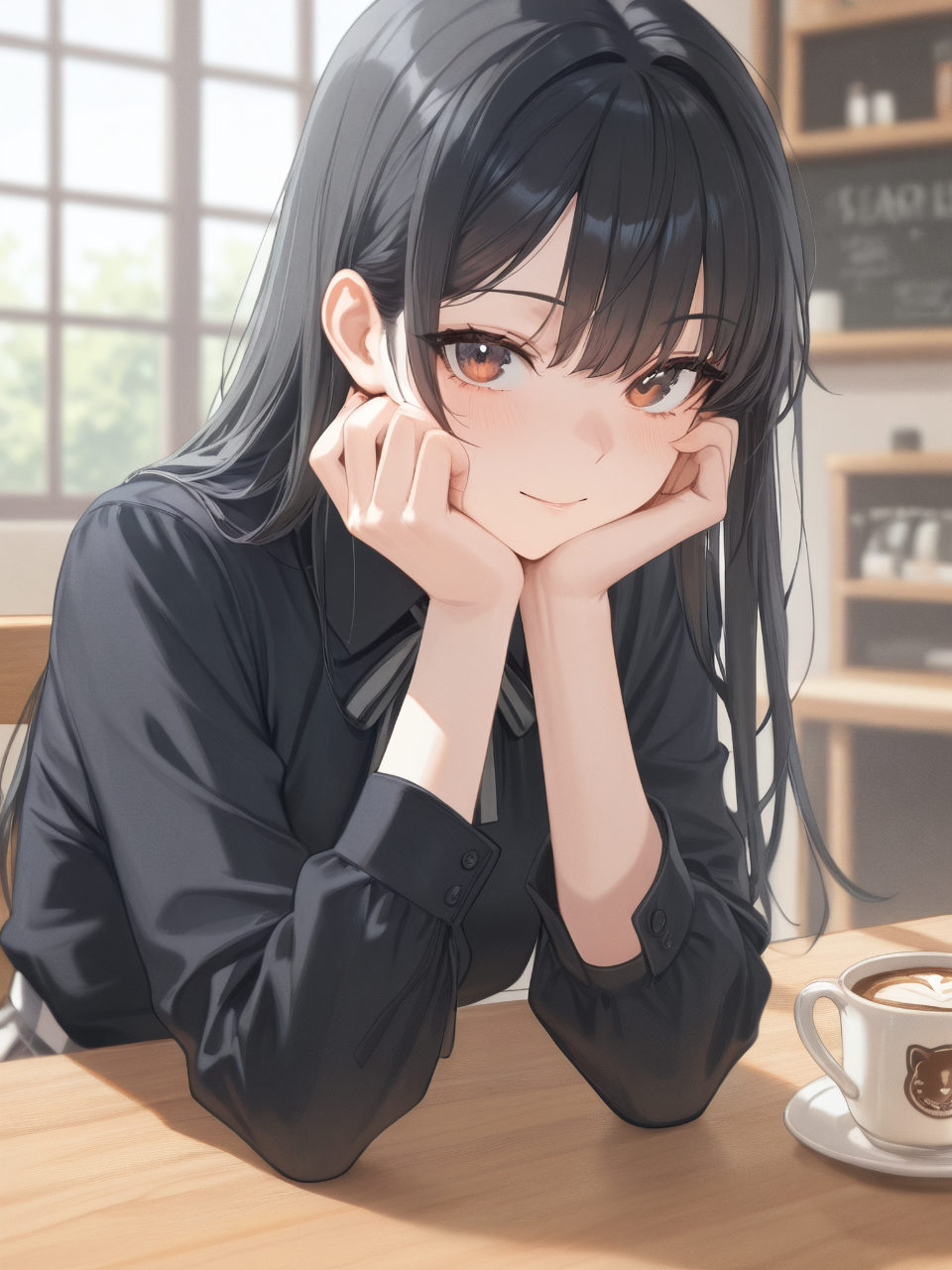 美少女お嬢様がお忍びでカフェでゆっくりカフェラテを楽しむ美少女お嬢様♡❣️💗💫 — cocoaさんのAIイラスト