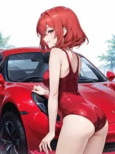 スーパーカー·真紅の車体に寄り添う の投稿作品