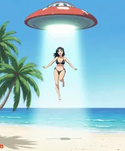 UFOに拐われる美女