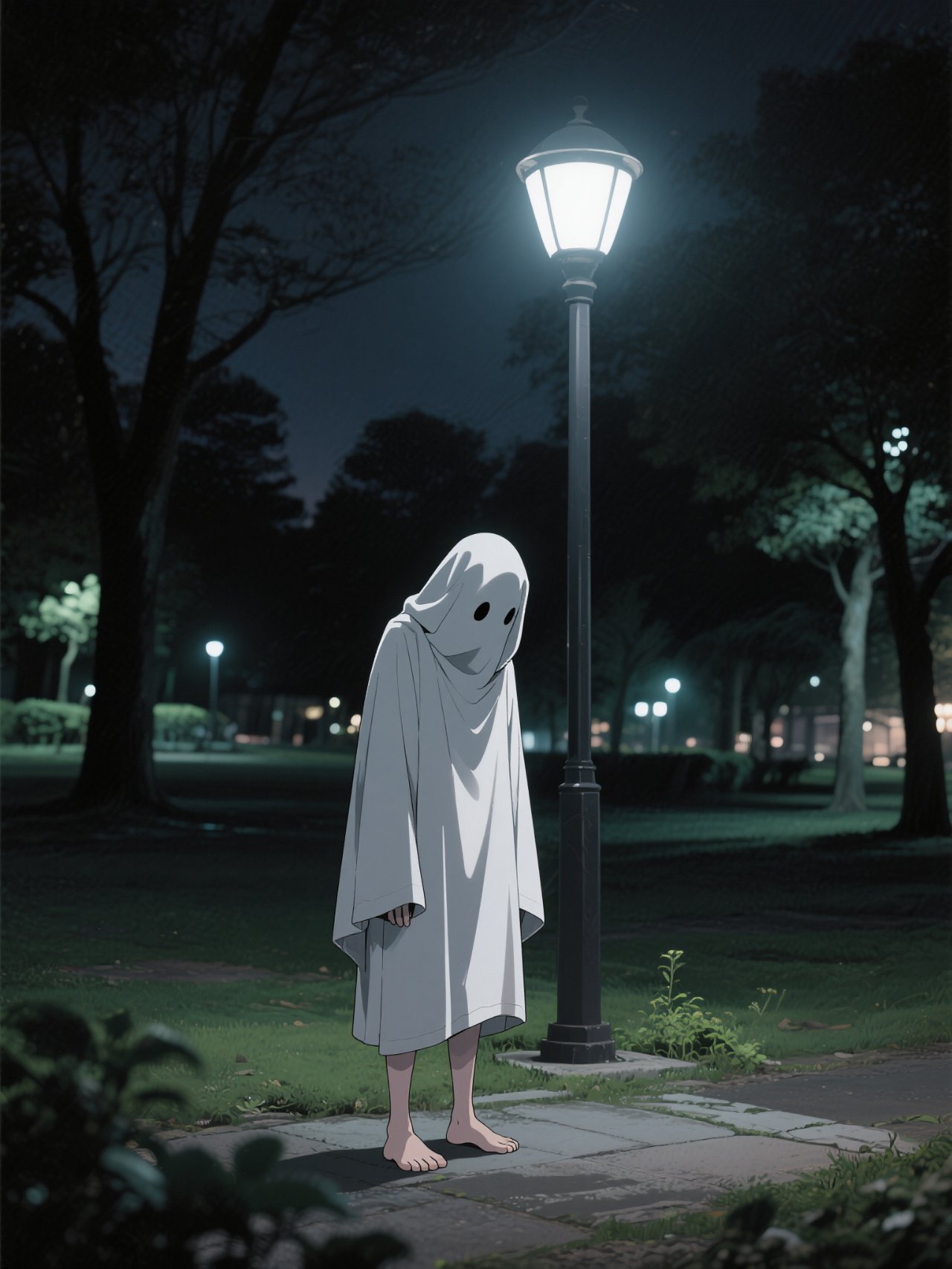夜の公園にいる・・・Σ(,,ºΔº,,*)