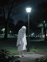 夜の公園にいる・・・Σ(,,ºΔº,,*)