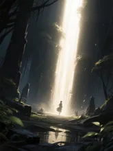薄暗い森に射し込む一筋の輝✨