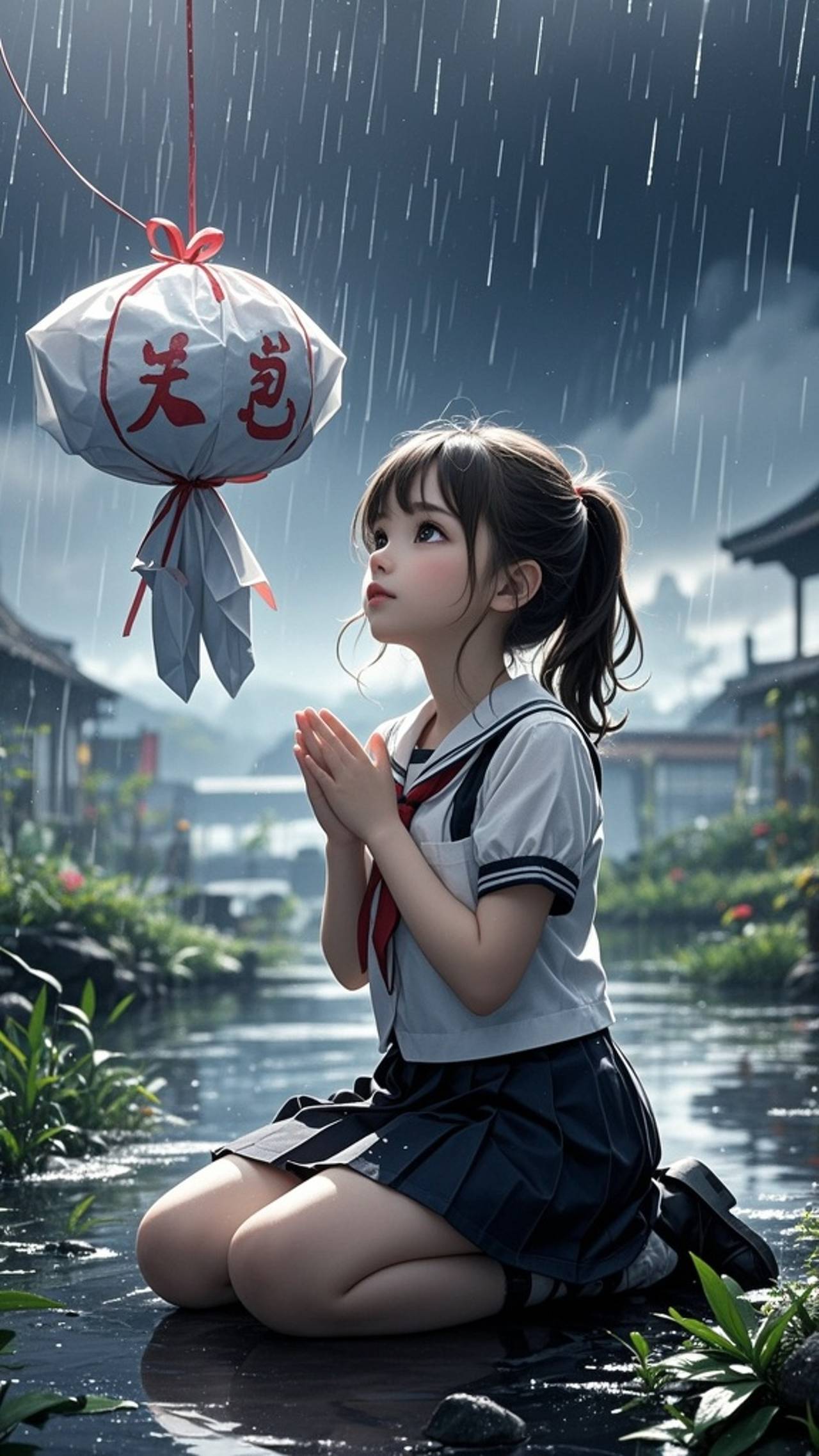 てるてる坊主に願い事 — SUPP59509422さんのAIイラスト