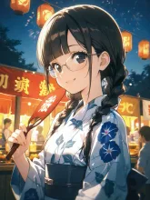 うちわと夏の女性·初夏チャレンジ の投稿作品