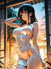 風呂上がりと夕焼けと夕涼み。