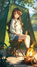 キャンプ女子·焚き火を囲む夜 の投稿作品