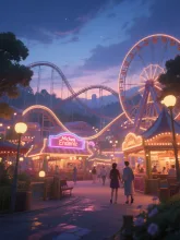 夕暮れの遊園地·今宵チャレンジ の投稿作品