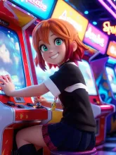 ゲームセンターにて — 怠け者さんのAIイラスト