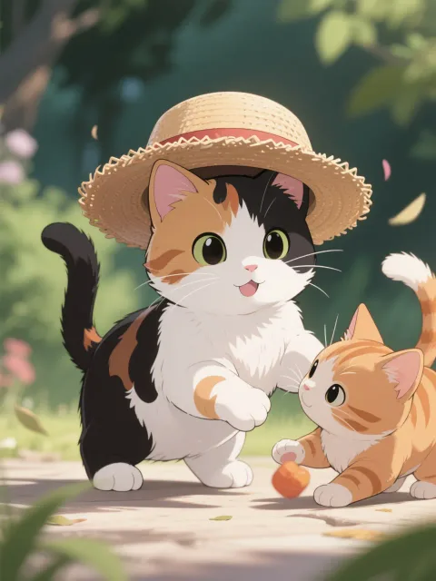 暑くても遊ぶにゃん🐱