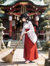 お掃除中の巫女さん