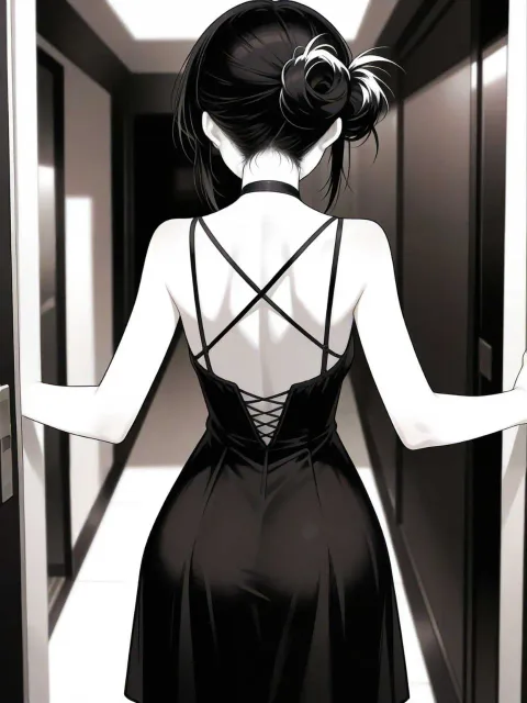 Girl viewed from behind in a… - 背中全部