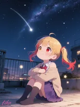 夜の学校の屋上( * ॑꒳ ॑*)