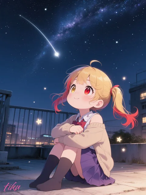 夜の学校の屋上( * ॑꒳ ॑*)