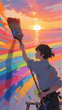 生成チャレンジ第162弾·夕日に染まる の投稿作品
