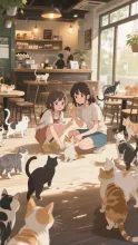 午後の猫カフェ — カフェイラストのAIイラスト｜SUPPART