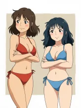 二人のビキニのお姉さん — ネガダークネスさんのAIイラスト
