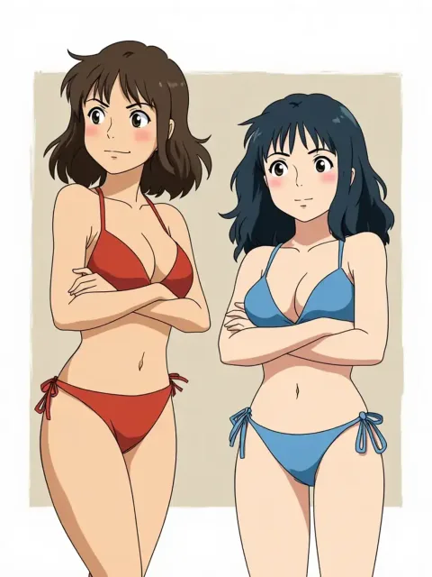 二人のビキニのお姉さん