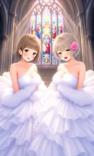 妃世＆蜜璃ウェディングドレスで映画撮影 — 黒蜜きなこ💖黒蜜豆さんのAIイラスト