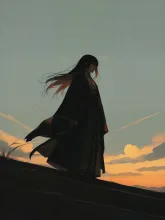 女の人と空が写ってるイラスト